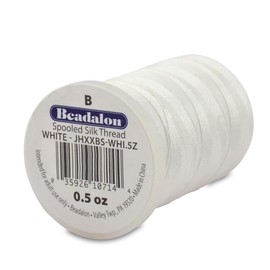 Beadalon Silk Thread, Size B /.008 in, White, 0.5 oz, 1170 ft