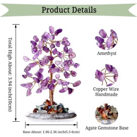 Chakra Tree of Life – Amethyst Crystal Tree for Positive Energy, Healing Stones, Feng Shui Decor