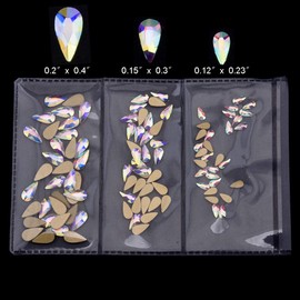 100pcs Drop Shape 3d Nail Design Flatback Ab Rhinestones for Nail art Dekor 3 Size Mix