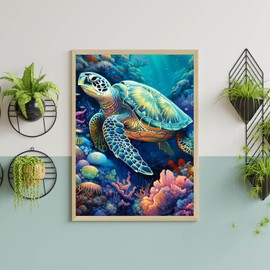 Baipisan Cross Stitch Kits for Adults - Turtle Stamped Crossstitching Kits Preprinted 11 Count Cross-Stitch Kit for Beginner, 11CT Prestamped Easy Pattern Needlepoint Kits Crafts for Decor