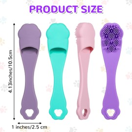 Qianyu 4 Pack Silicone Dog & Cat Finger Toothbrush Kit - Food Grade, Safe, Non-Toxic, Easy Teeth Cleaning, Prevents Bad Breath & Oral Inflammation