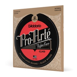 D'Addario Cuerdas de guitarra - Cuerdas de guitarra clásica Pro-Arte - EJ49 - Cuerdas de guitarra de nailon - Alma de nailon negro recubierta de plata