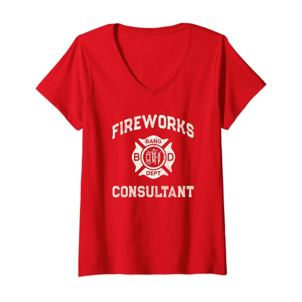 Womens Funny FIREWORKS CONSULTANT Safety Expert Technician Pyro V-Neck T-Shirt
