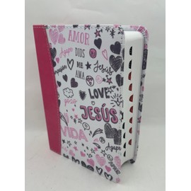 Biblia de Bolsillo RV1960 imit y tela impresa con índice - palabras de vida amor rosa