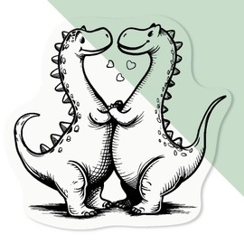 4 x Small 50mm 'Cute Dinosaurs in Love' Transparent/Clear Sticker Decals for Windows/Cars/Walls (DC00134316)