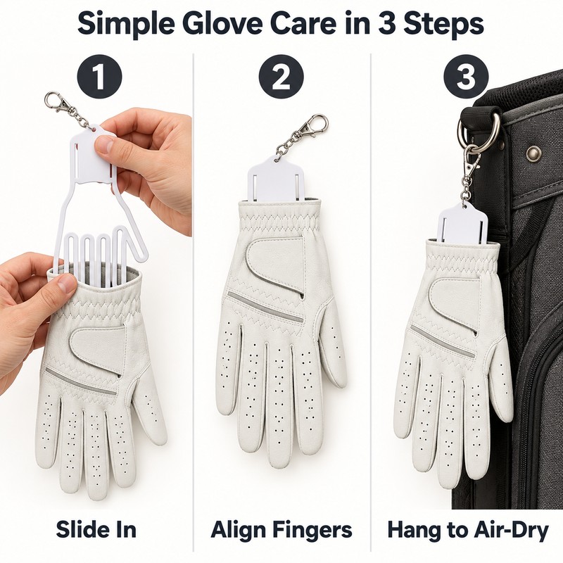 Golf Glove Holder and Stretcher for Post-Round Care – Compact