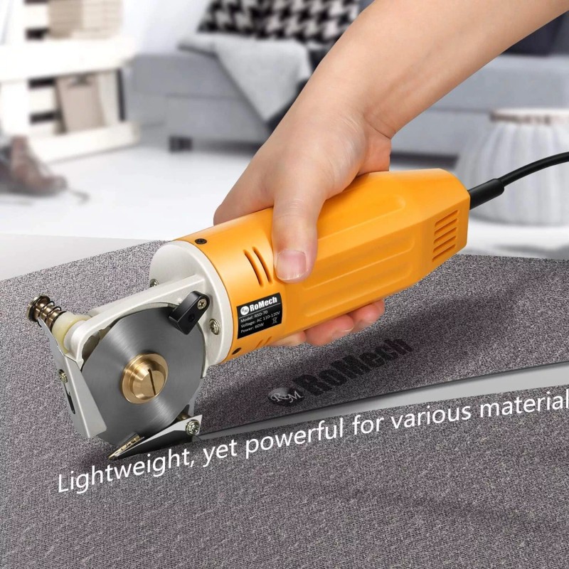 ROMECH Mini Electric Cloth Cutter, Rotary Blade Fabric Cutting Machine,