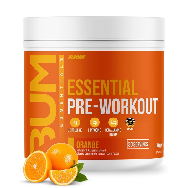 Raw cbum essential pre workout pre entrenamiento 30 servicios sabor