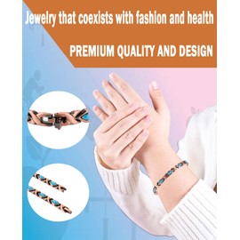 YINOX Magnetic Therapy Arthritis Copper Bracelet for Women, Effectively Relieves Arthritis and Wrist Pain, Inlaid with Turkish Turquoise, Combines Fashion and Health (3500 Gauss) (C)