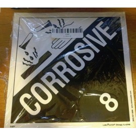 Labelmaster Z-EZ4 Corrosive Hazmat Placard, E-Z Removable Vinyl 25 ct.