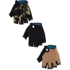 3 Pairs Kids Half Finger Gloves Sport Gloves Non-Slip Gel Gloves for Children Cycling Riding Biking (4-8 Years Size)