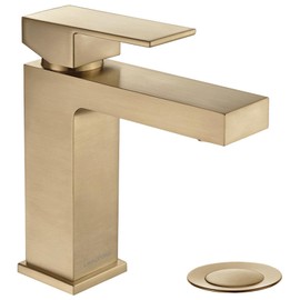 Lava Odoro Champagne Gold Bathroom Faucets, Single Hole Bathroom Sink Faucet Single Handle Vanity Faucet with Pop up Drain Assembly, Deck Plate Included, BF307-CB