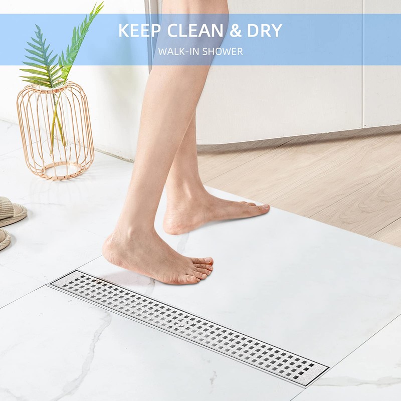 ZEKOO Linear Shower Drain 32 Inch Brushed Nickel,304 Stainless Steel