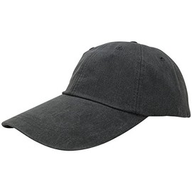 Sunbuster Extra Long Bill 100% Washed Cotton Cap with Leather Adjustable Strap - Charcoal