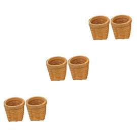 Ciieeo 6pcs Wood Woven Pen Holder Basket Organizer Storage for Home Office and School Compact Design for Items Stationery and More