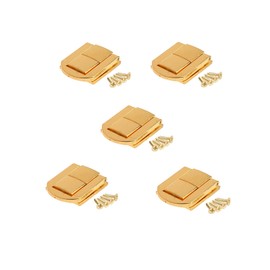 dophee Toggle Catch Lock 0.98"x0.79" Gold Retro Style Iron Hasp Wood Chest Lock Latch Clasp with Screws for Jewellery Box Suitcase Chest Decoration (5-Pack)
