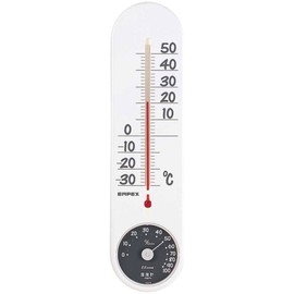 Empex Meteorometer, Thermometer/Hygrometer, White, (Approx.) H 11.6 x W 3.0 x D 0.7 inches (29.5 x 7.7 x 1.8 cm)