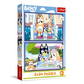 Trefl 2-in-1 Puzzle: Bluey, Funny Bluey - 2 x 24 Pieces, Set of Two Puzzles for Children from 3 Years