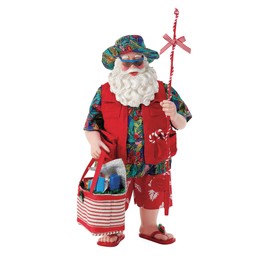 Department 56 Possible Dreams Santa by The Sea Candy Cane Fishing Pole Figurine, 10.5 Inch, Multicolor