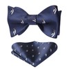 HISDERN Bow Ties for Men Navy Blue Self Bowties Square