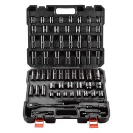 VEVOR Drive Impact Socket Set 1/2" 65PCS SAE 3/8" to 1-1/4" and Metric 10-24mmcolor: Dark Gray