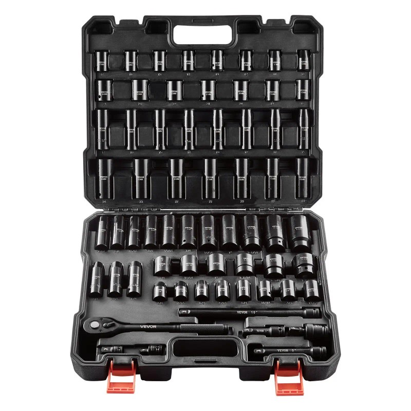 VEVOR Drive Impact Socket Set 1/2" 65PCS SAE 3/8" to
