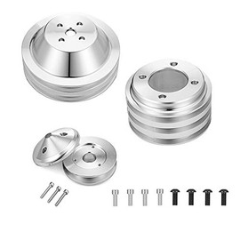 WeiSen Alternator ＆ 3V Crankshaft ＆ 2V Water Pump V-Belt Pulley Kit Compatible with 1969-UP Small Block Ford 302 351w 351C 351W 351M 400 V8 5.0L