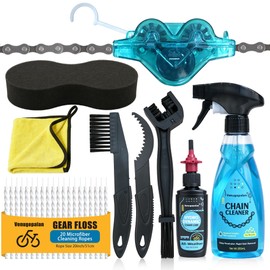 Venugopalan Bike Cleaning Kit Including Bicycle Chain Cleaner Degreaser, Chain Scrubber, Cycling Chain Lube, Cleaning Brush Tool, Gear Floss for Mountain Bike/MTB, Road Bike, Ebike and Trail Bikes