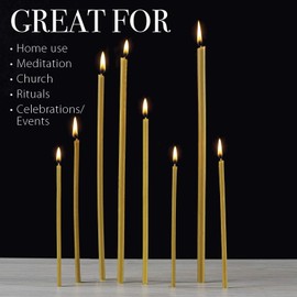 Danilovo Pure Beeswax Candles - Honey-Scented, Decorative Thin Taper Candles - Ideal for Birthday Decoration or Church Prayers - Drip Free, Tall & Smokeless Pack of 50 pcs, 6.5 x 0.22 inch
