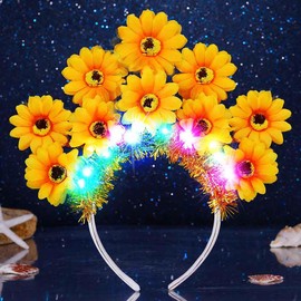 Yean Sunflower Light Up Headband Daisy Flower Headpiece Bohemia Hair Accessories for Women (Color Light, One size)