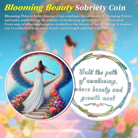 IELCJJ Blooming Journey Sobriety Chip - Grace Women Sobriety Coin - Colorful Floral Recovery AA Coins and Medallions Sister Power Sobriety Token - New Beginning NA AA Token Sobriety Gift for Women