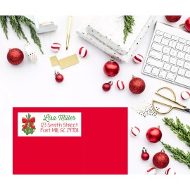 Candles and Favors Mistletoe Christmas Return Address Labels - Holiday Return Address Label