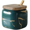 VollfitYYu Ceramic Spice Jar, Marble Look, Salt Jar, 360 ml,