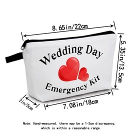MoCaliduccious Wedding Day for Bride Makeup Bag Women Zipper Cosmetic Bag Gifts for Bride (White)
