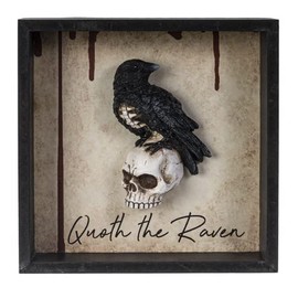 Pacific Giftware Edgar Allen Poe Inspired Quoth the Raven Wall Plaque Shadowbox with Frame 8” Tall