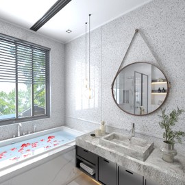 MelunMer Glossy Marble Contact Paper for Countertops Peel and Stick Wallpaper for Kitchen Waterproof Granite White Marble Sticker Self Adhesive Removable Wallpaper 197”×15.7” Easy to Install & Clean