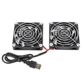 PUSOKEI Ventiladores de Refrigeración Doble para Enrutador, Disipador de Calor de Enrutador de Ventilador de Refrigeración Doble USB de 5 V para ASUS RT-AC68U AC86U EX6200 Tengda AC15