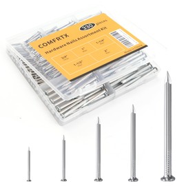 Concrete Nails for Hanging Pictures Assortment Kit 330Pcs - 5 Sizes (Up to 2") Picture Hanging Nails for Wood Wall Drywall Cement Brick Finishing Nails Assorted,Galvanized Frame Small Nails with Box