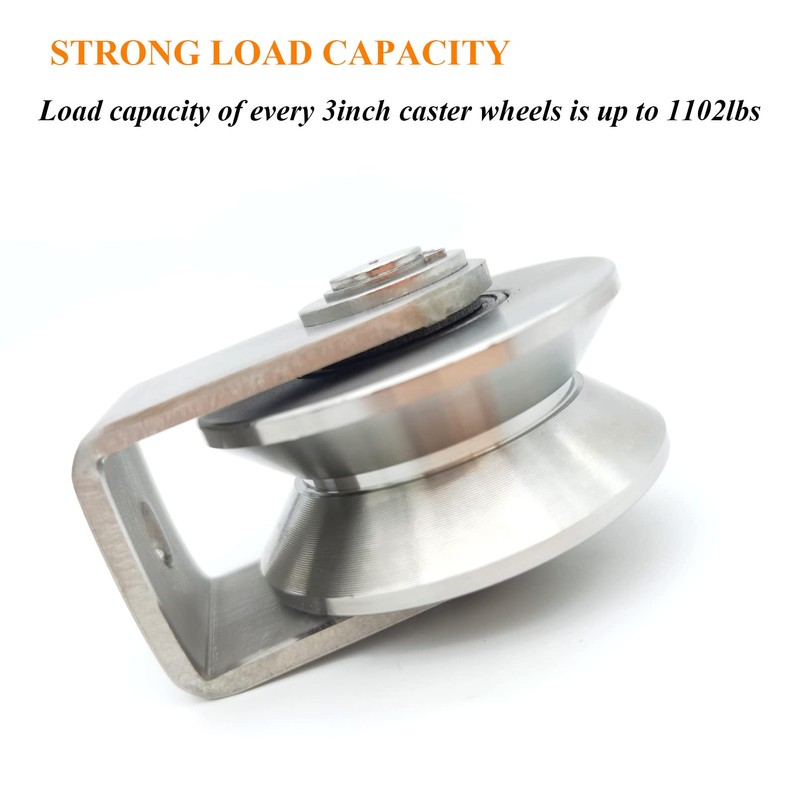 Stainless Steel V Groove Wheel Heavy Duty Caster Rigid Track