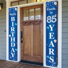 Happy 85th Birthday Yard Sign Door Banner - Cheers to 85 Years Birthday Party Decorations Supplies for Men Women - Blue