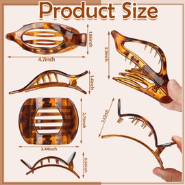 8 Pcs Flat Hair Clips for Women, 2 Styles French Flat Claw Clips for Women, Large Strong Hold Hair Claw Clips For Thick Thin Hair(Tortoiseshell)