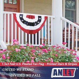 Anley USA Pleated Fan Flag, 1.5x3 ft American US Bunting Flag Patriotic Stars & Stripes - Sharp Color and Fade Resistant - United States 1.5 x 3 Ft Half Fan Banner(2 Pack)