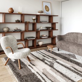 Rugs USA x Arvin Olano Tatanka Shag Wool Area Rug, 4x6, Brown