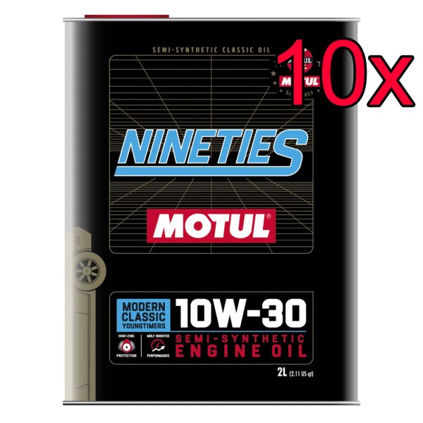 MOTUL [Case of 10] Motul Classic Nineties 10W-30 Semi-Synthetic Engine