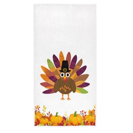 Pfrewn Thanksgiving Turkey Pumpkin Hand Towels 16x30 in Autumn Harvest Maple Leaf Bathroom Towel Ultra Soft Highly Absorbent Small Bath Towel Kitchen Dish Guest Towel Home Bathroom Decorations