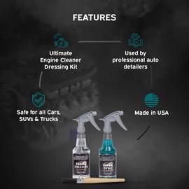 LANE'S Engine Cleaner & Dressing Kit - Powerful Deep Clean - Concentrated Engine Cleaner Degreaser - Concentrated Engine Cleaner Degreaser - 32 OZ