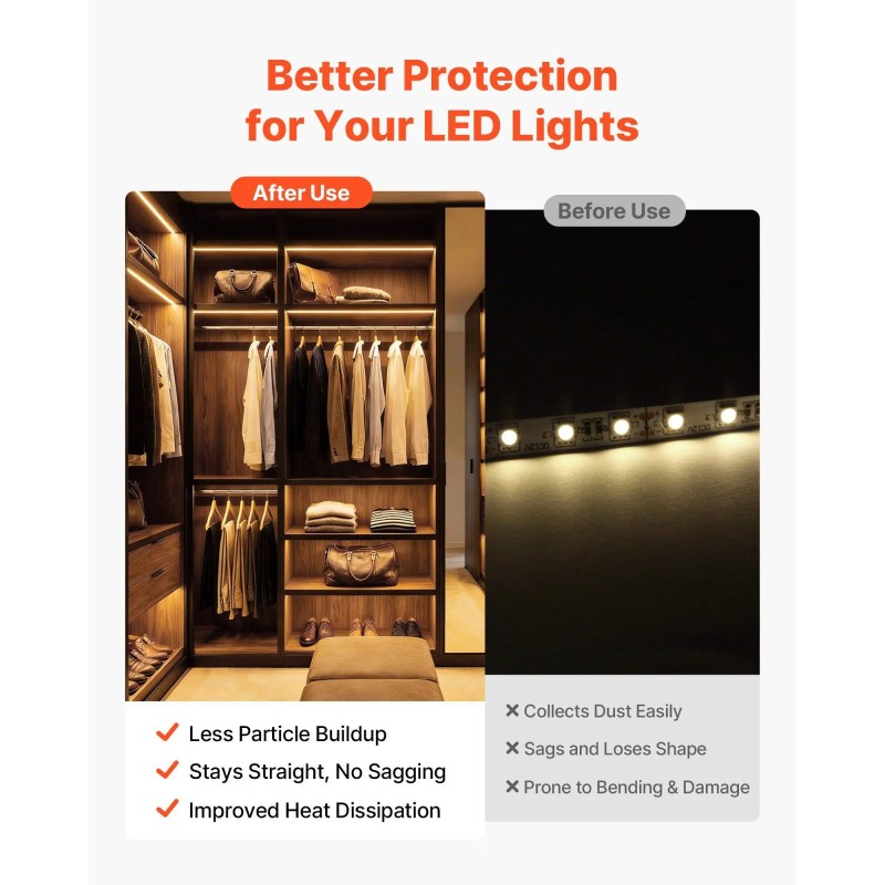10-Pack 6.6 Ft/2M Plus-Size U Shape LED Aluminum Channel Milky