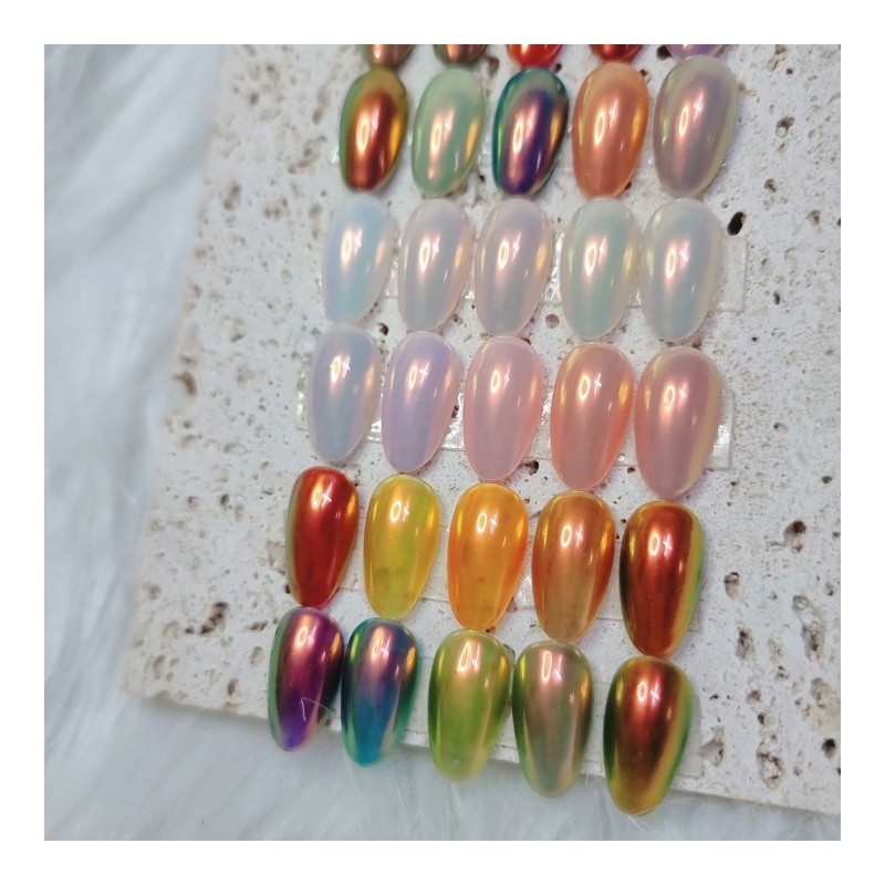 Sunset Beam Powder Handmade Nail Tip - Petit Round /
