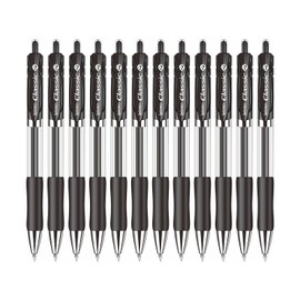 Lekreo Classic Retractable Gel Roller Pens, 0.7mm Fine Point (Black Ink- 12 Packs)
