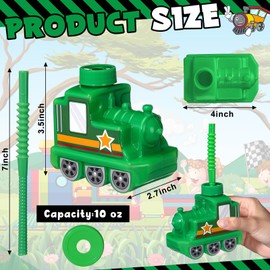 Tanlade 24 Sets Traffic Vehicle Party Favor Supplies Train Cups with Straws,10 oz Plastic Train Shape Cup Reusable Vehicle Party Plastic Cups Bulk Train Birthday Party Favor